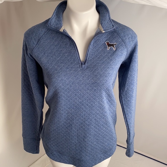 The Black Dog Tops - The Black Dog blue quilted quarter zip pullover sweatshirt S